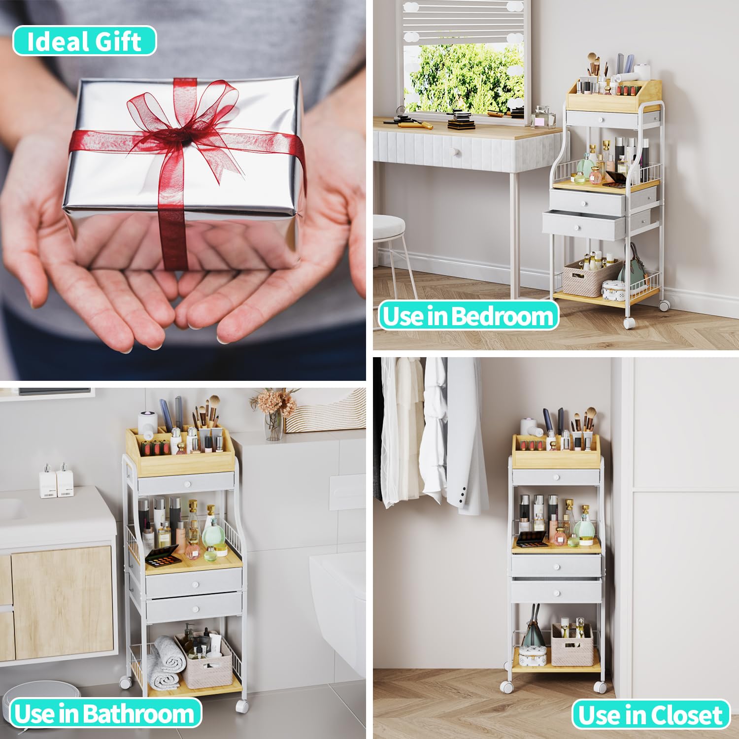 HapiRm anti-fall buckle protects drawers while you reach for products.