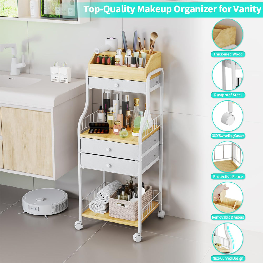 HapiRm white knobs add elegant detail to a chic vanity.