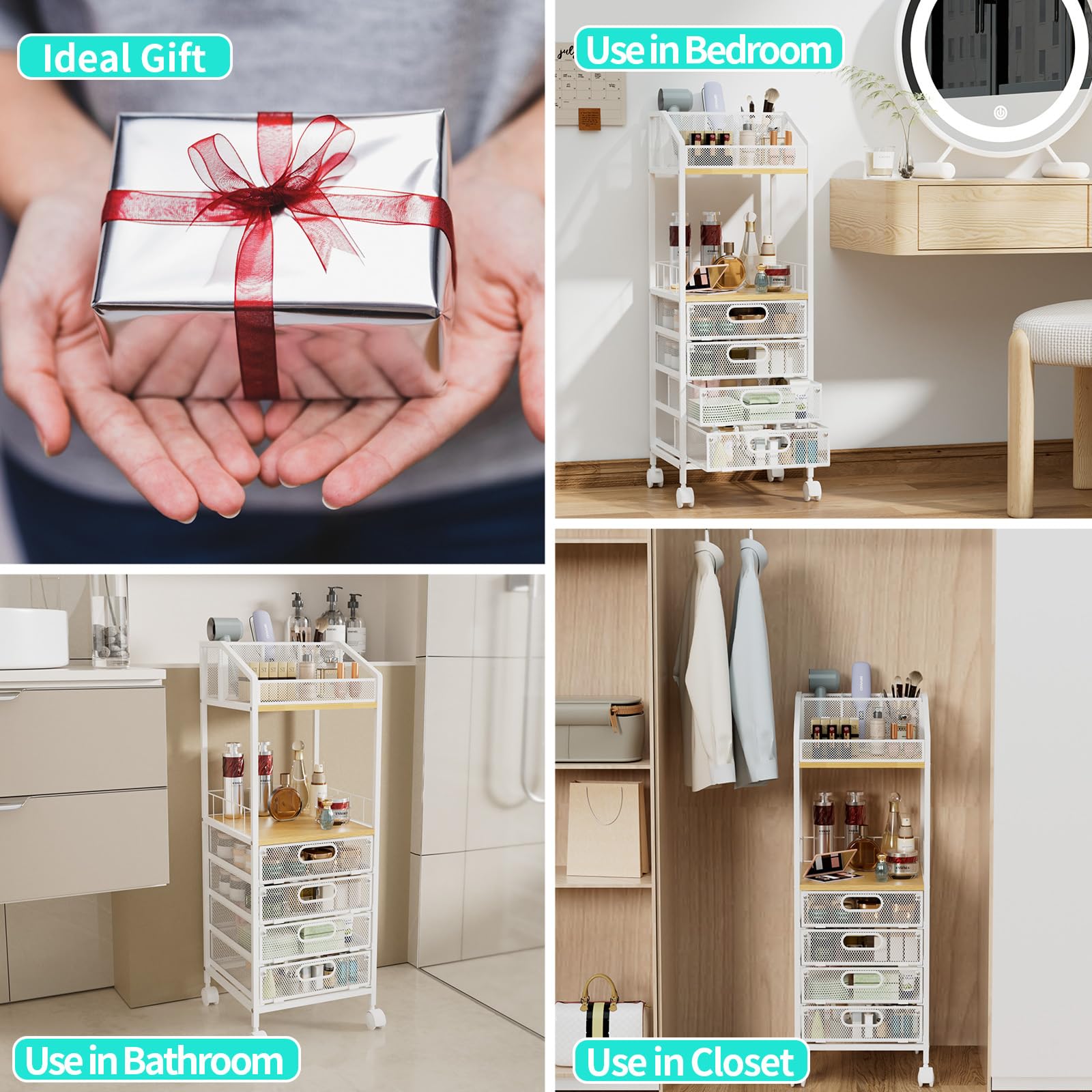 HapiRm makeup organizer easy-assembly design allows quick setup.
