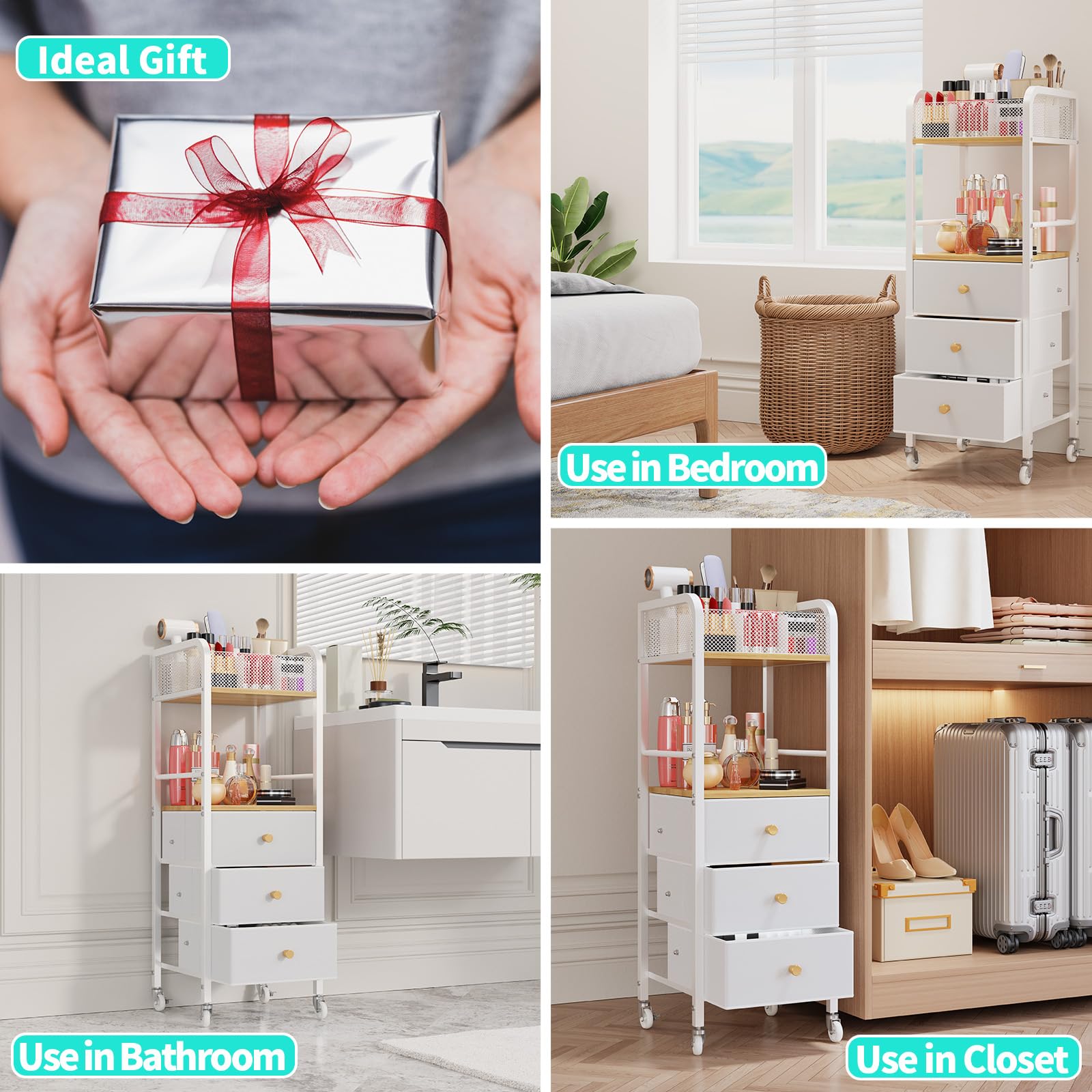 HapiRm rolling makeup cart easy-assembly with clear instructions.