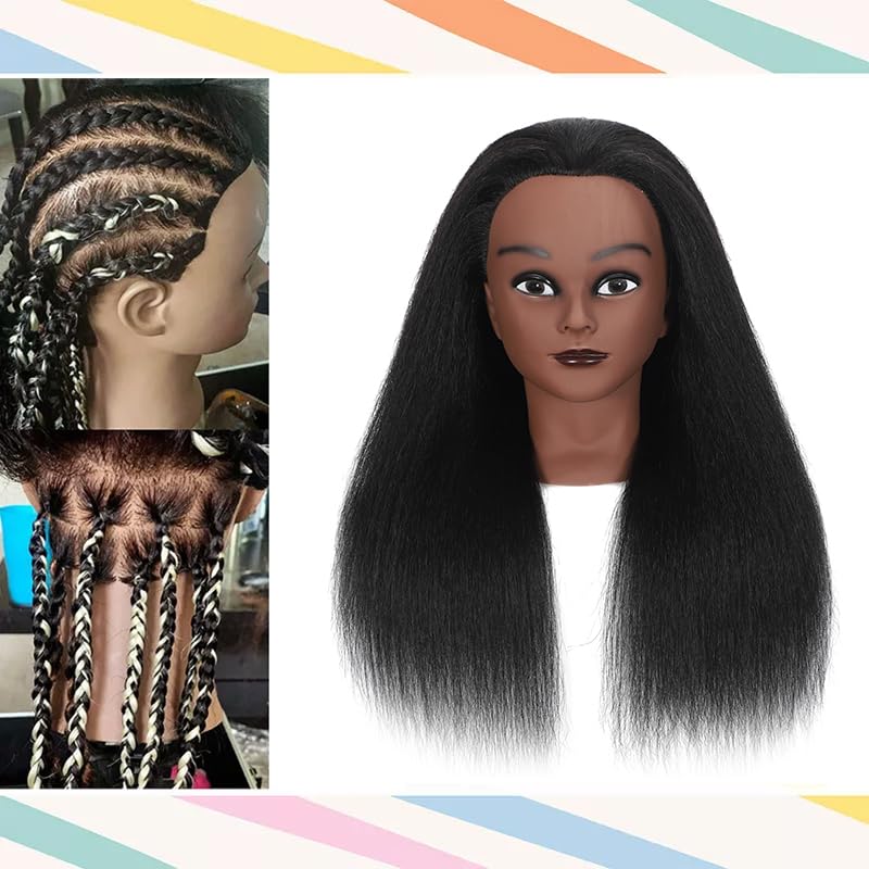 HAPOWELL mannequin head with curly hair for creative styling exercises.