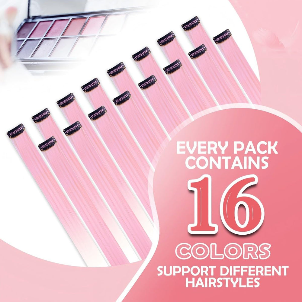 Extensiones sintéticas HappClan rosa brillante para color duradero sin dañar el cabello.