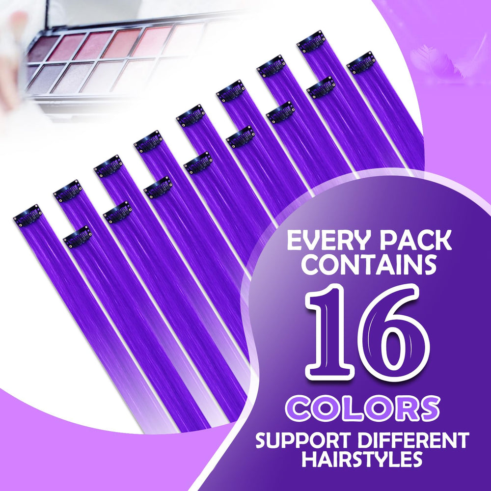 HappClan 22-inch purple extensions laid flat for dramatic color change