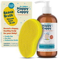 Happy Cappy medicated shampoo bottle for fragrance-free cradle cap care.