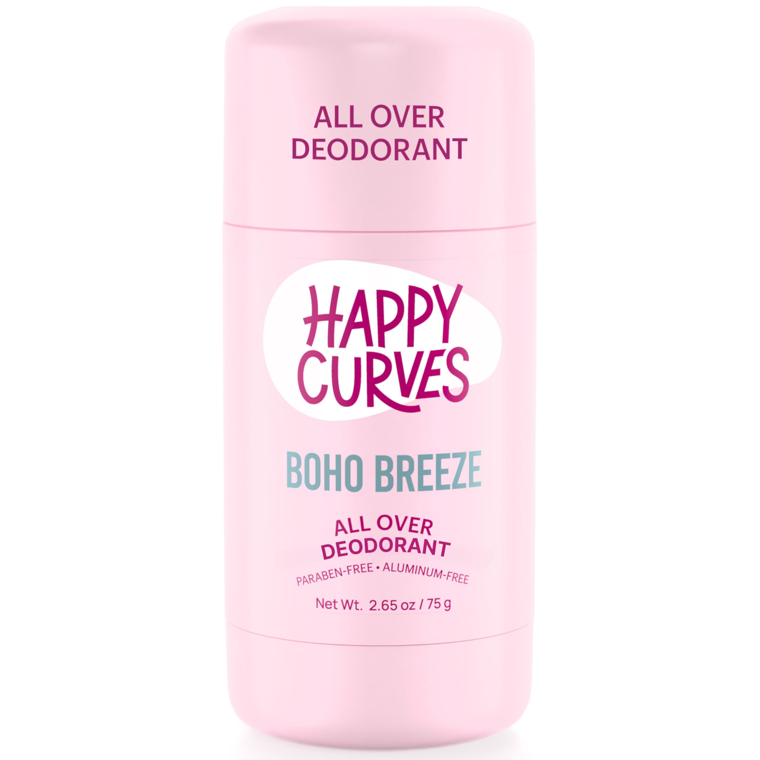 HAPPY CURVES Boho Breeze deodorant bottle with long-lasting protection