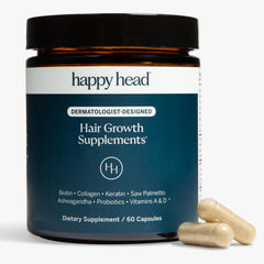 Happy Head hair-growth supplement bottle for daily hair health