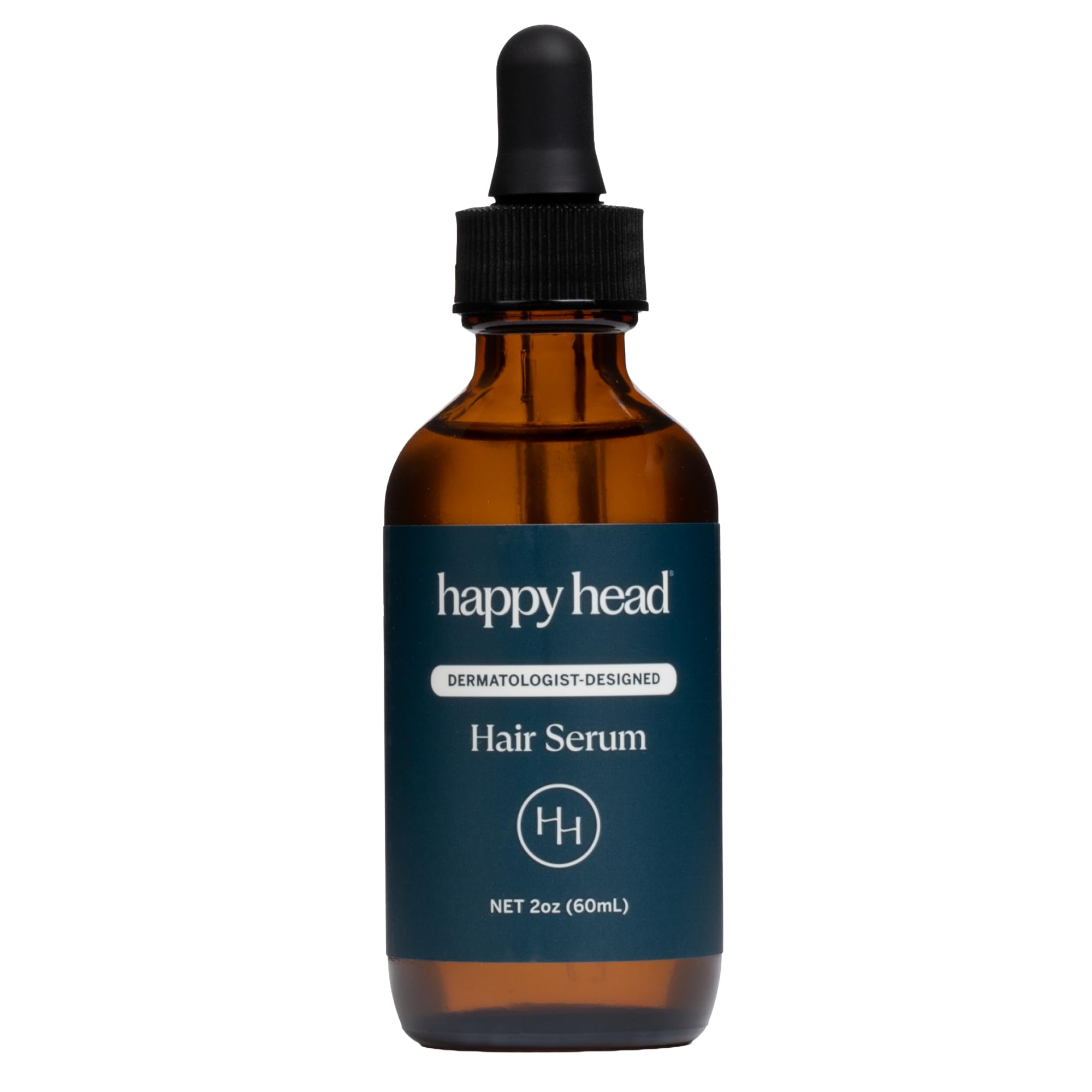 Happy Head hair regrowth serum bottle with dropper for easy daily scalp hydration.