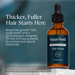 Happy Head serum applied to the scalp for lightweight hydration.