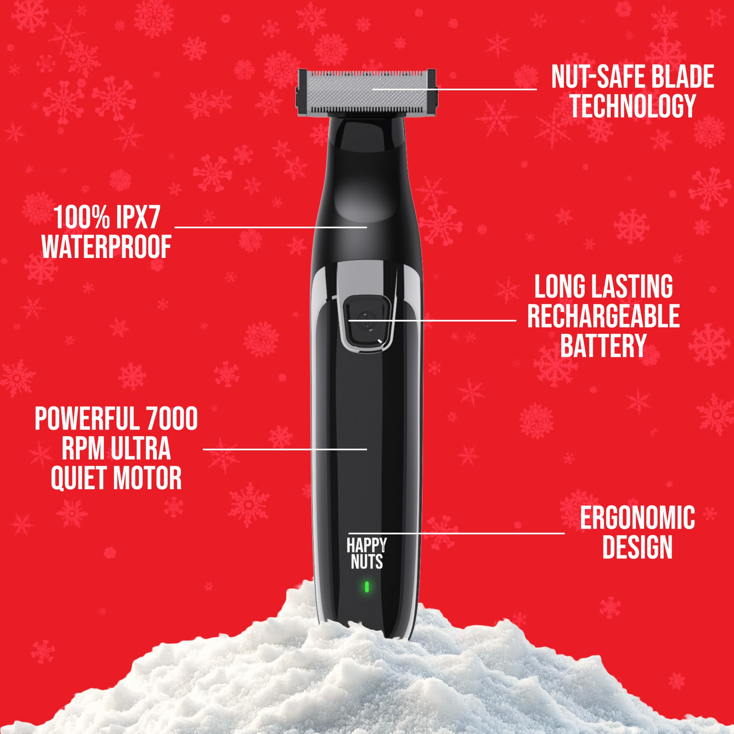 Happy Nuts Ballber IPX7 waterproof design allows shower use and easy cleaning.