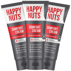 HAPPY NUTS Comfort Cream Deodorant tube application for long-lasting comfort