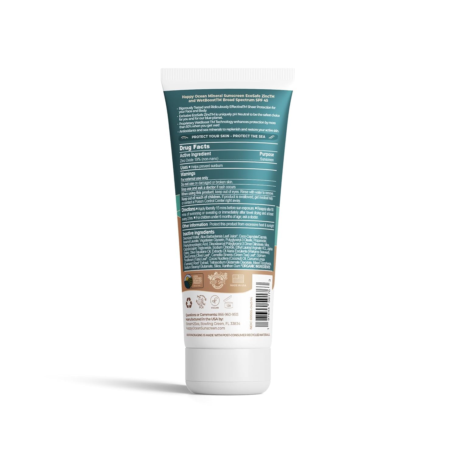 Happy Ocean SPF45 organic-formula-non-greasy provides breathable coverage for all skin types