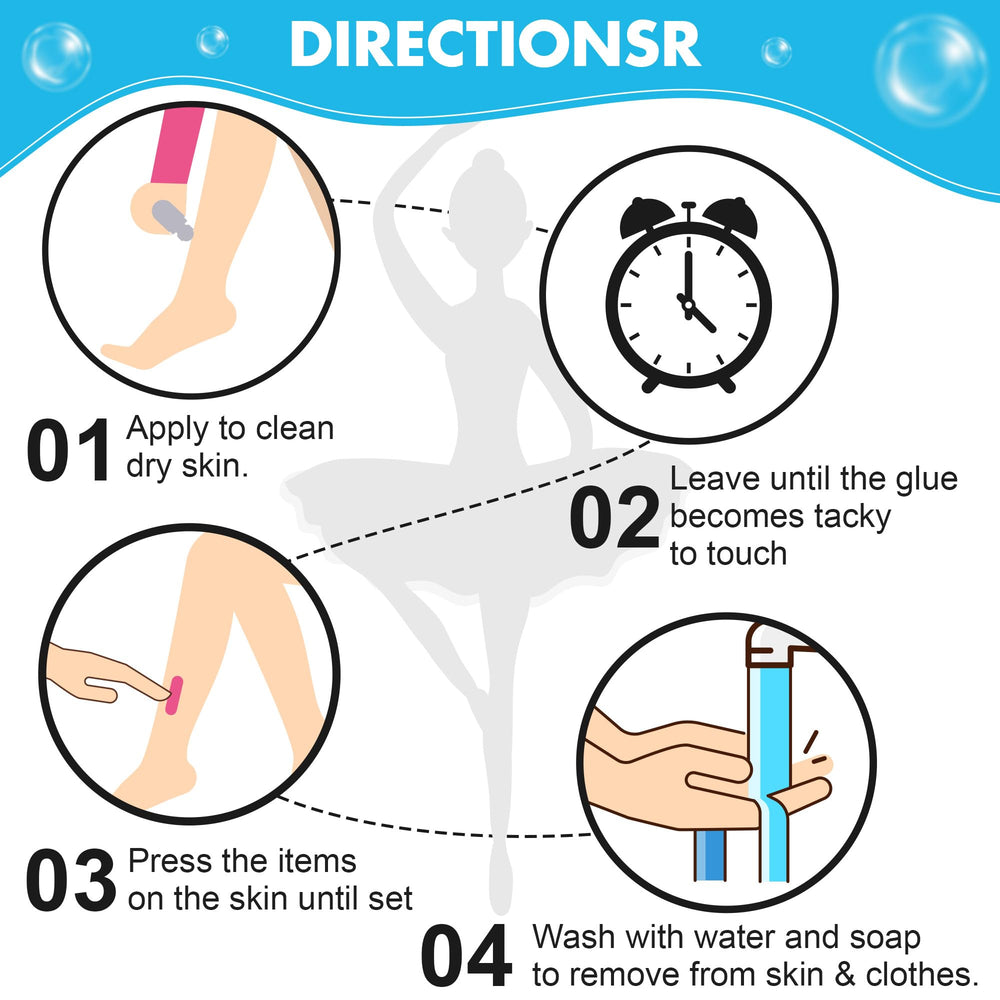 HappyAlley transparent formula dries clear for discreet attachment during events.