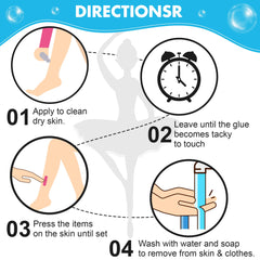 HappyAlley transparent formula dries clear for discreet attachment during events.