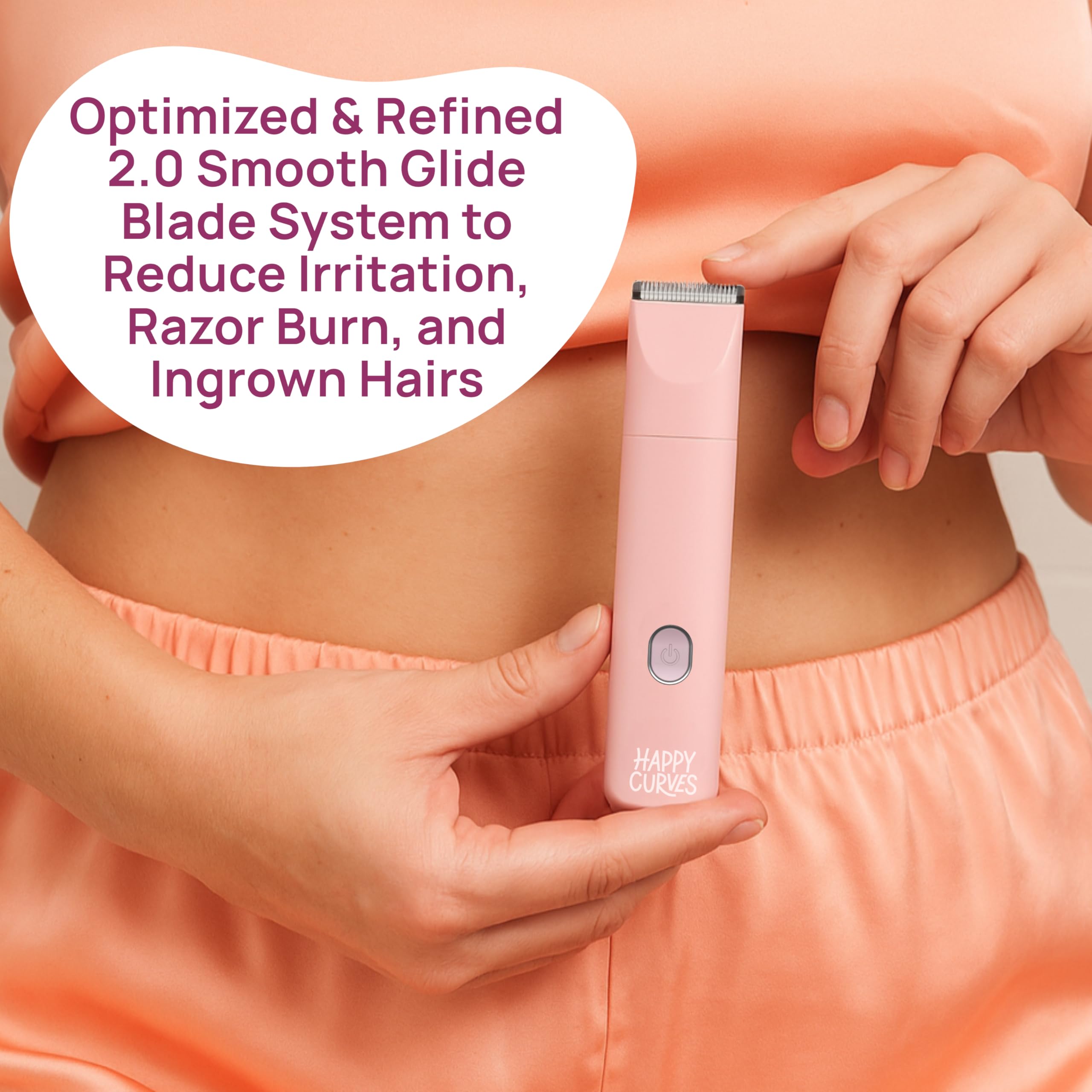 HAPPY CURVES Smoothie 2.0 Bikini Trimmer whisper-quiet operation for discreet grooming