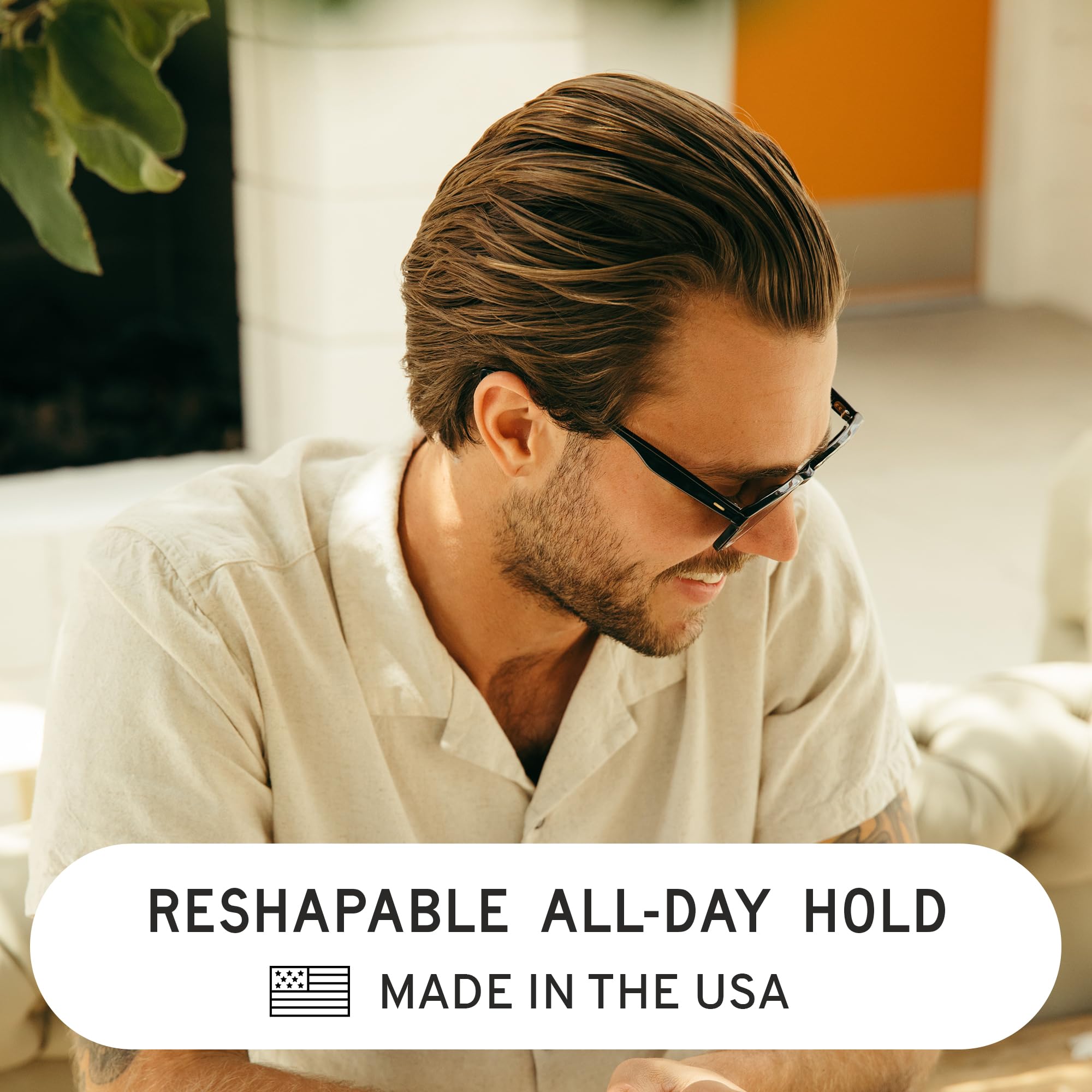 Hardworking Gentlemen twist-open jar reveals versatile styling options.