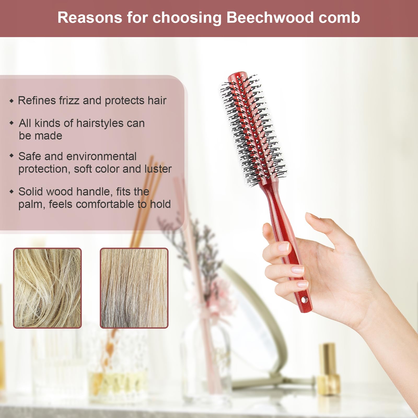 Harewu curling comb in use for stylishly shaping wet or dry hair