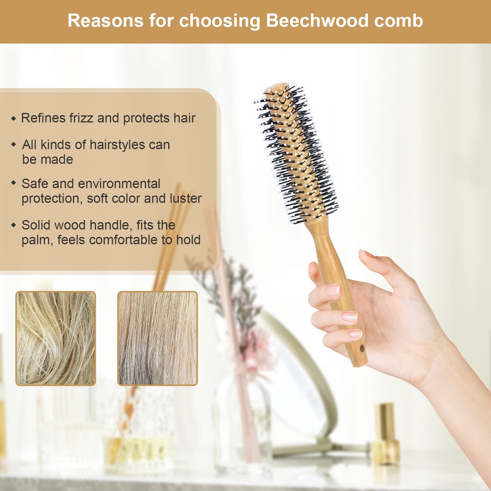 Harewu beech wood handle provides a comfortable, sturdy grip