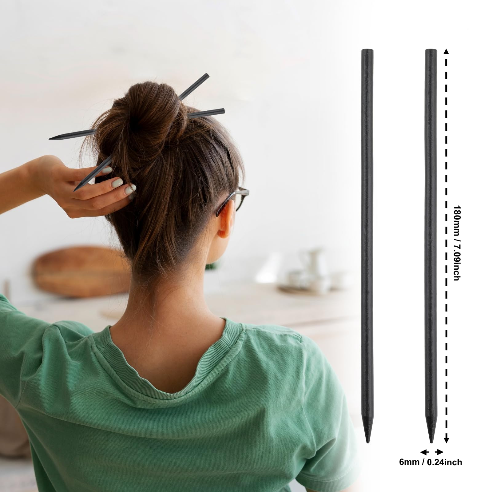 Hariendny black wood hair pins 28cm ideal for secure updos and elegant looks.