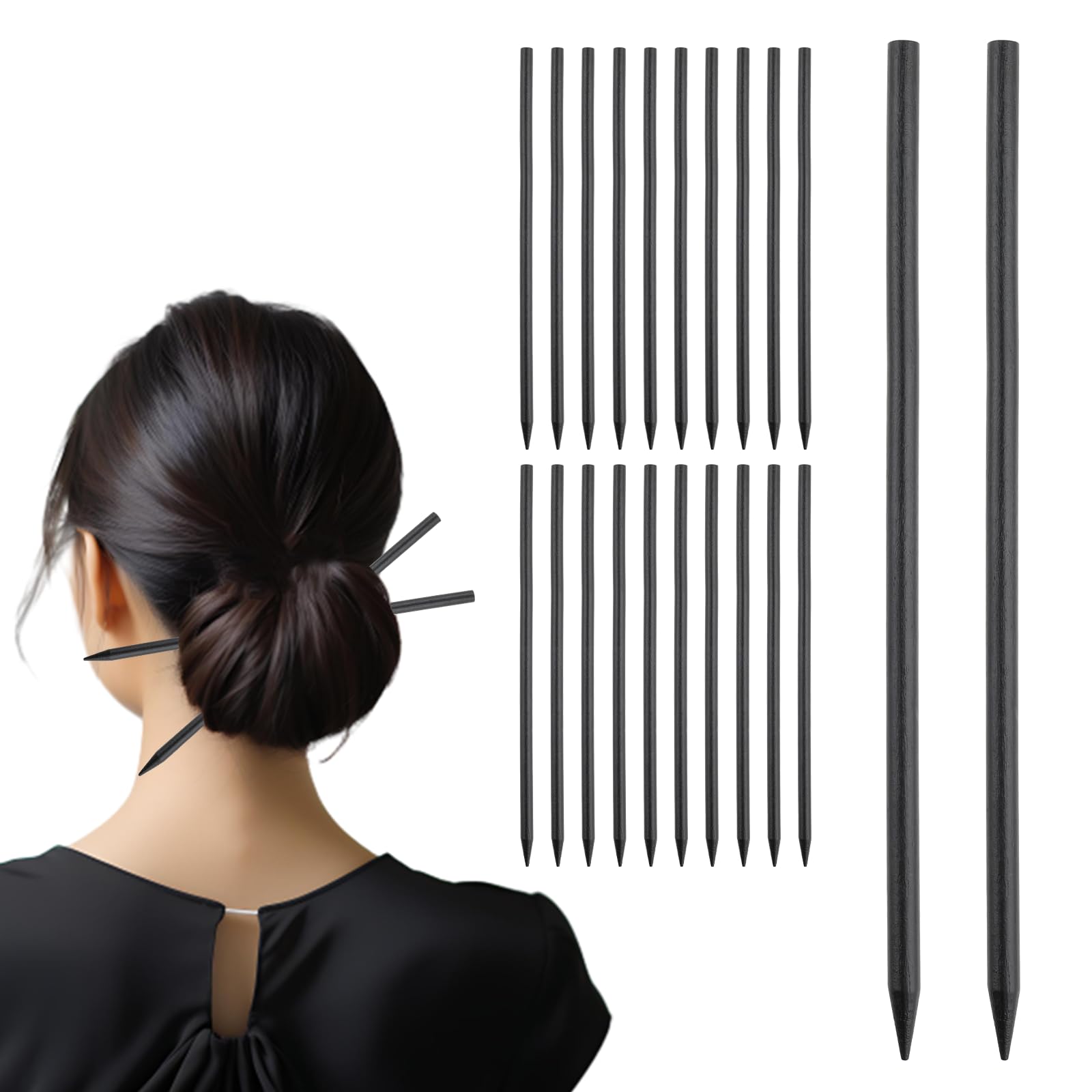 Hariendny wooden hair sticks 28cm for daily styling, durable and snag-free.