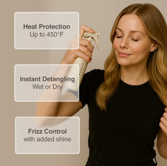 Harmonize Beauty Leave-In Conditioner all-in-one hydrates, detangles, and protects with light feel.