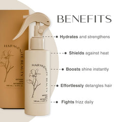 Harmonize Beauty Leave-In Conditioner detangle-ease enables knot-free brushing.