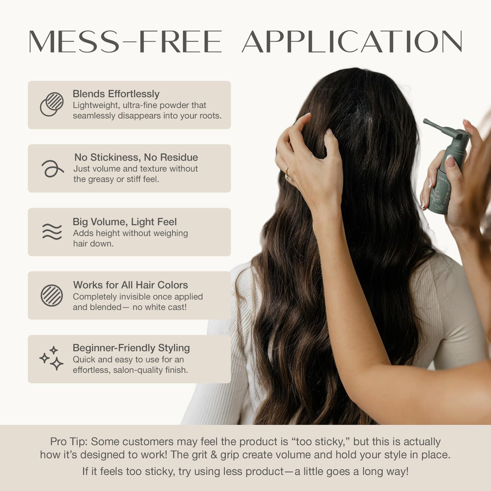 Harmonize Beauty Root Texture Powder application demonstrates lift at roots for natural volume.