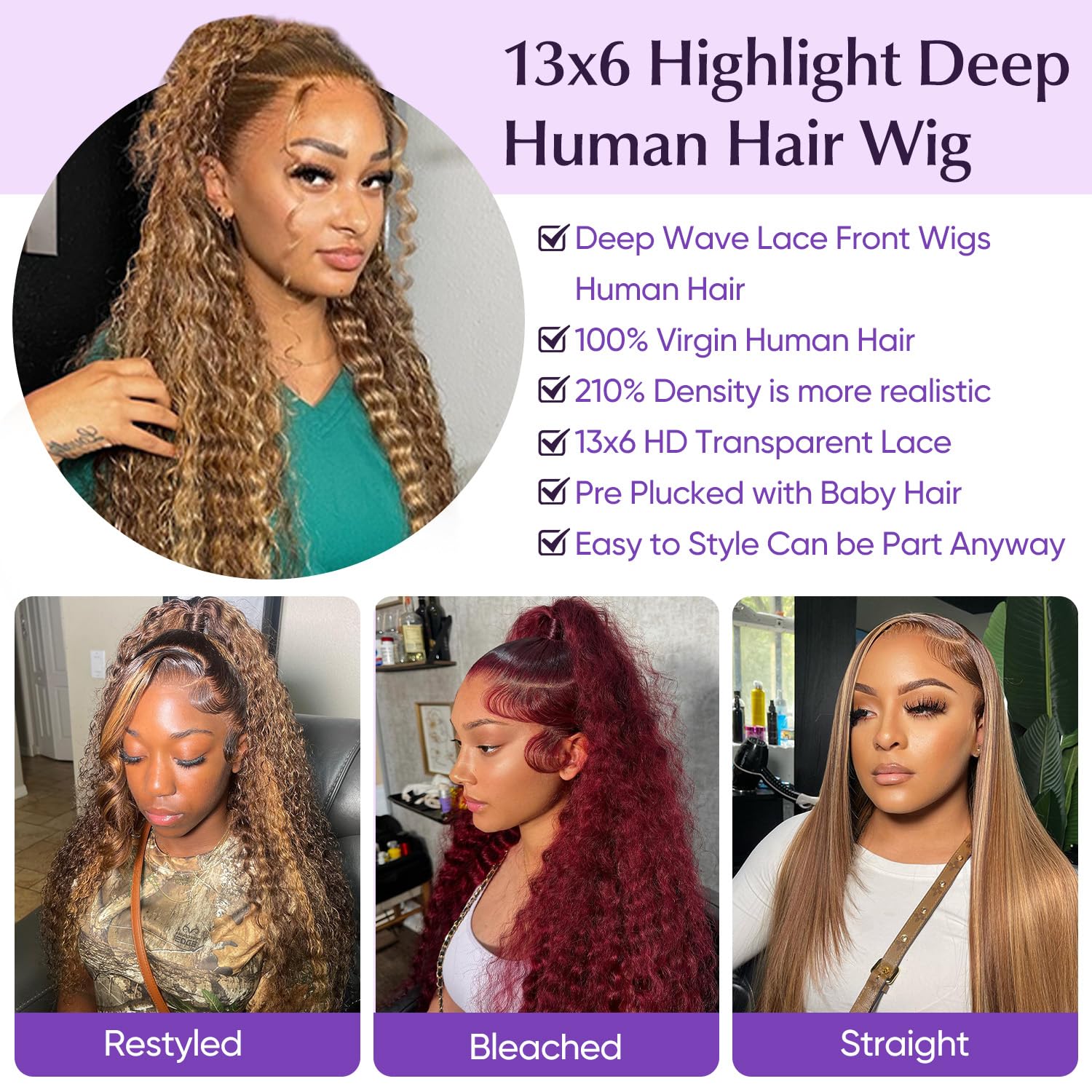 Harmsh 13x6 lace front wig baby hair detail enhances realism