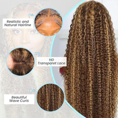 Harmsh deep wave lace front wig closeup reveals natural hairline and baby hairs