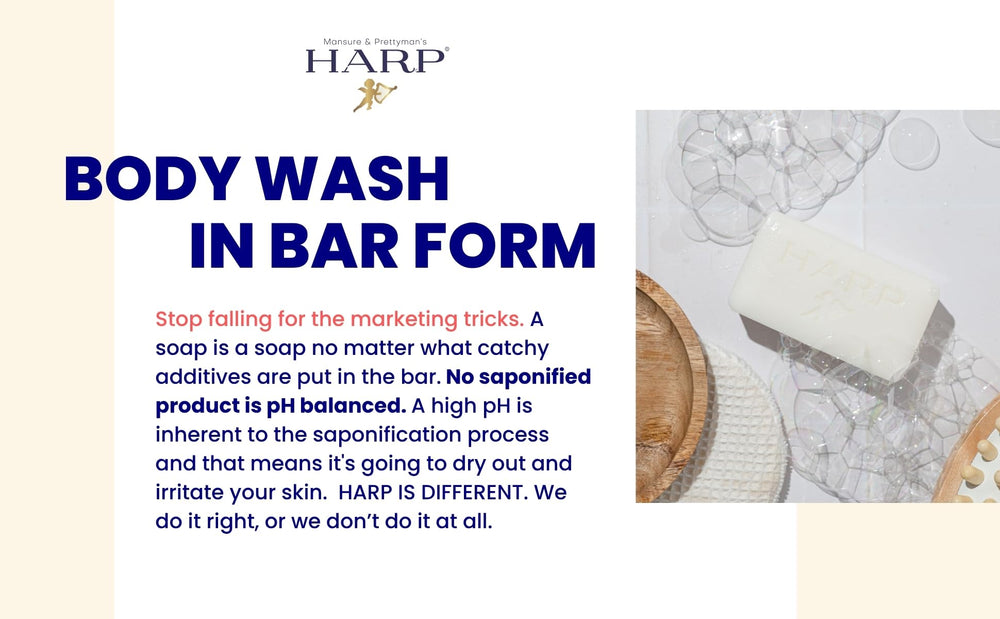 HARP Fragrance-free skin-application demonstrates irritation-free cleansing routine.