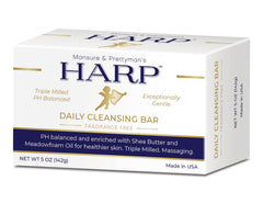 HARP pH-balanced bar fragrance-free packaging emphasizes sensitive-skin design.