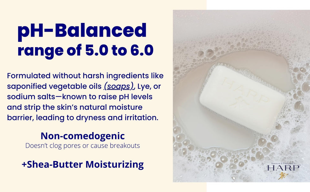 HARP Shea Butter bar closeup highlights rich moisture for dry skin.