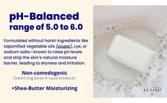 HARP Shea Butter bar closeup highlights rich moisture for dry skin.