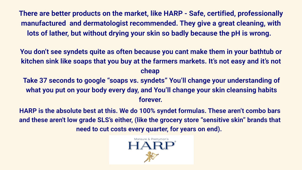 HARP Syndet base closeup reveals lye-free cleansing formula.