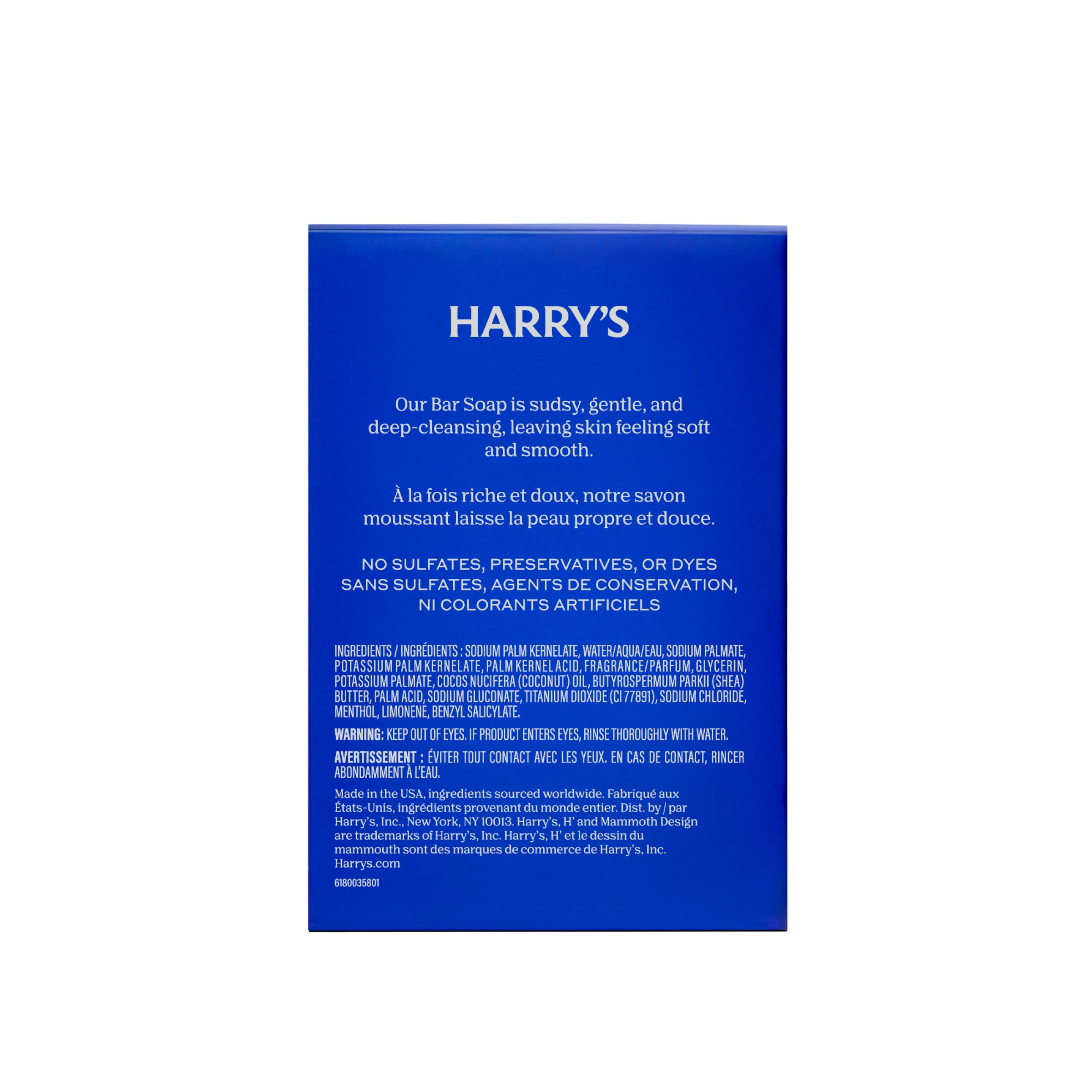 Harry's Stone ingredients highlight shea butter and coconut oil for skin softness.