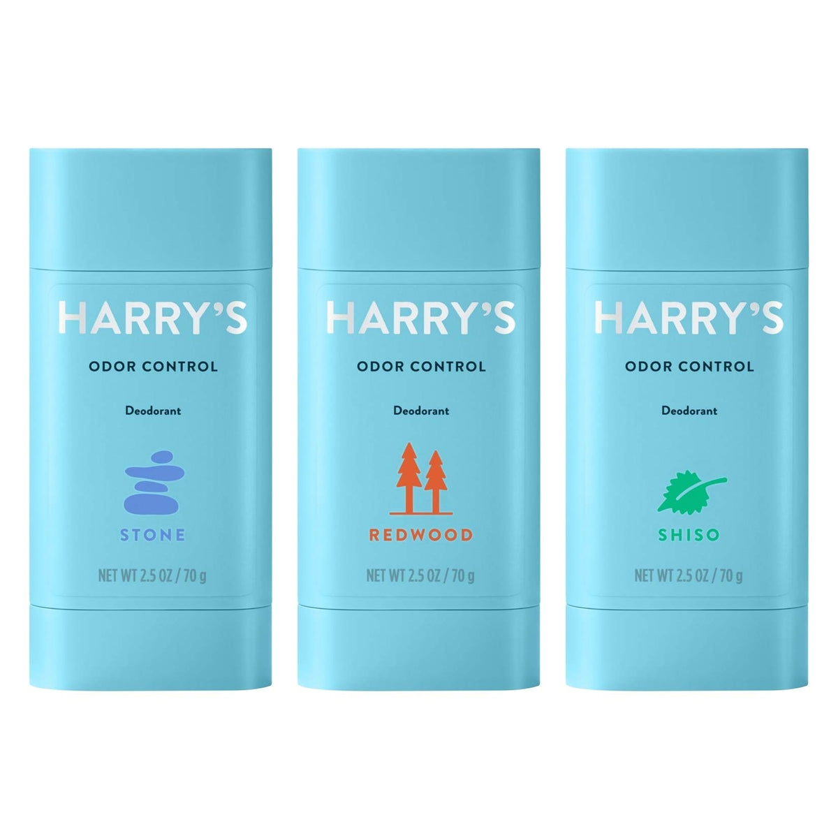 Harry's deodorant variety pack Stone image shows 2.5 oz sticks for all-day freshness.