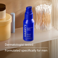 Harry's Hydrating Night Lotion on a nightstand ready for evening routine
