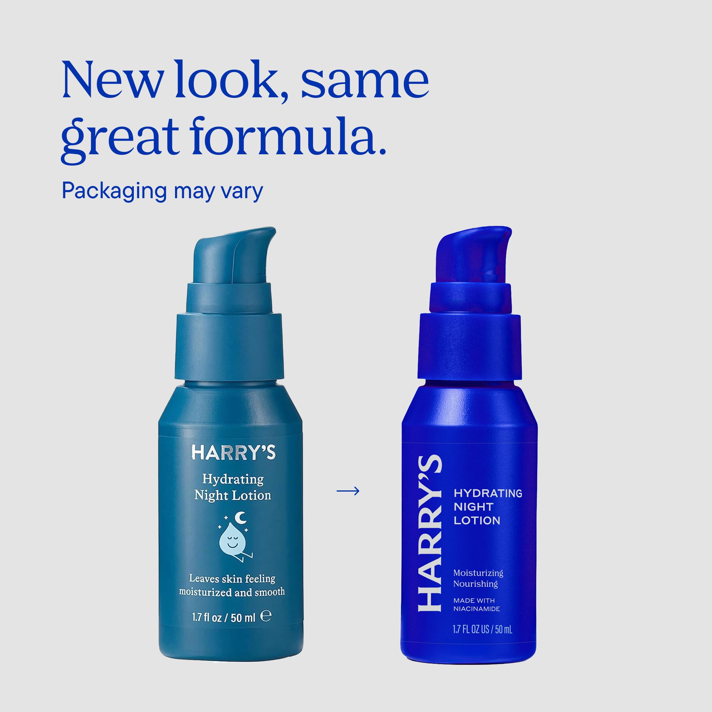 Harry's Hydrating Night Lotion pump-dispense demonstrates fast-absorbing nightly care