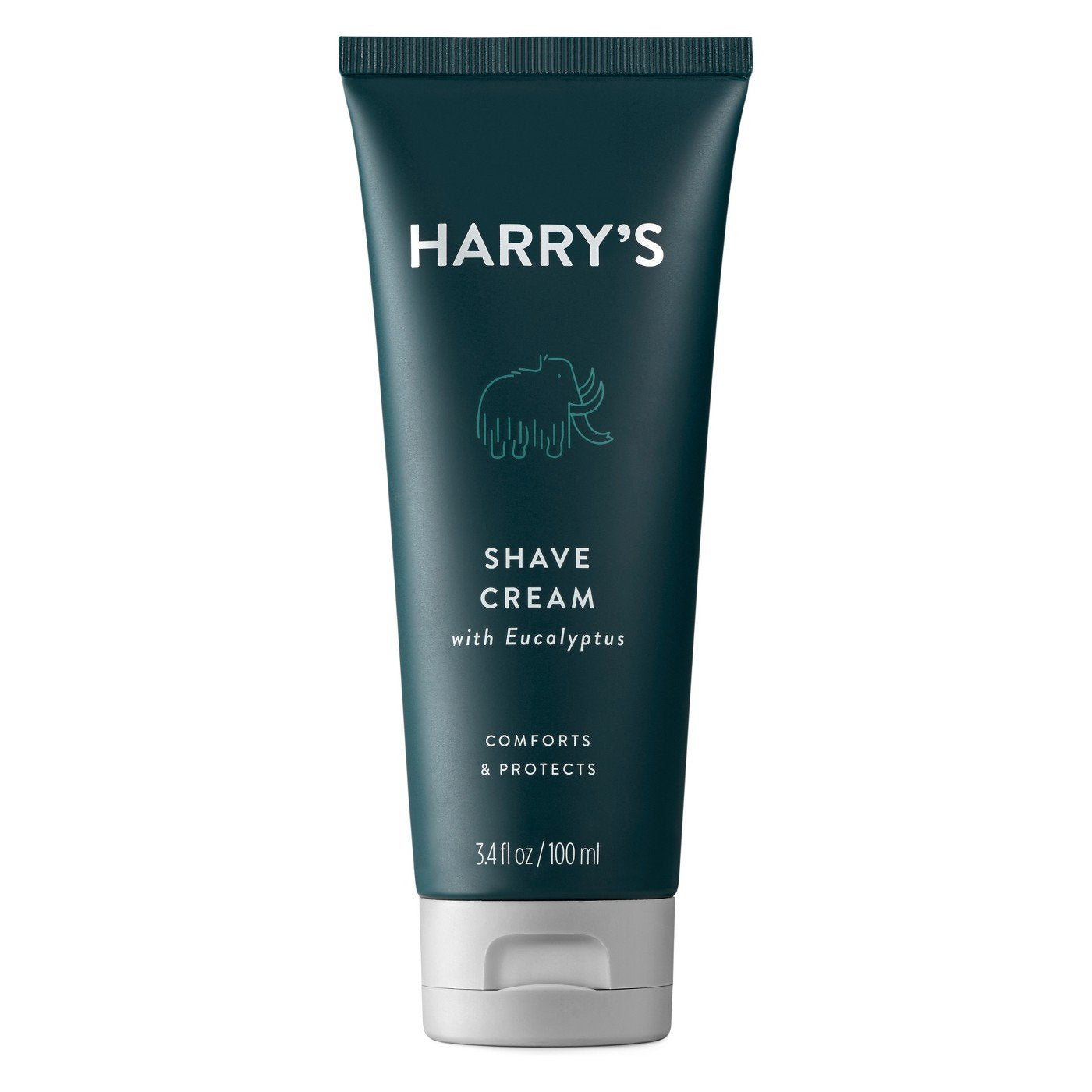 Harry's Shave Cream bottle close-up highlights velvety texture for a smooth shave