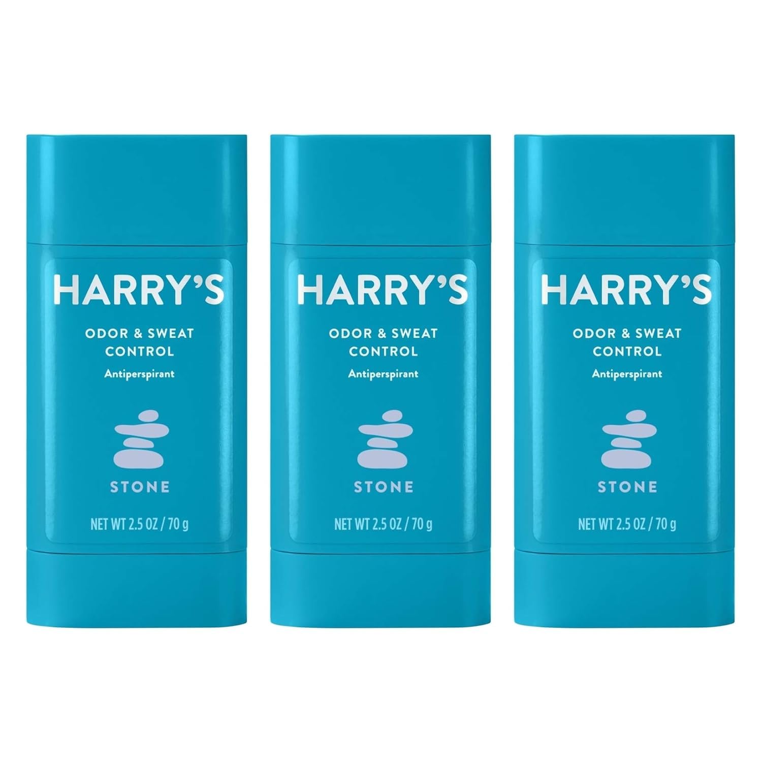 Harry's Stone deodorant stick application shows smooth glide for all-day comfort.