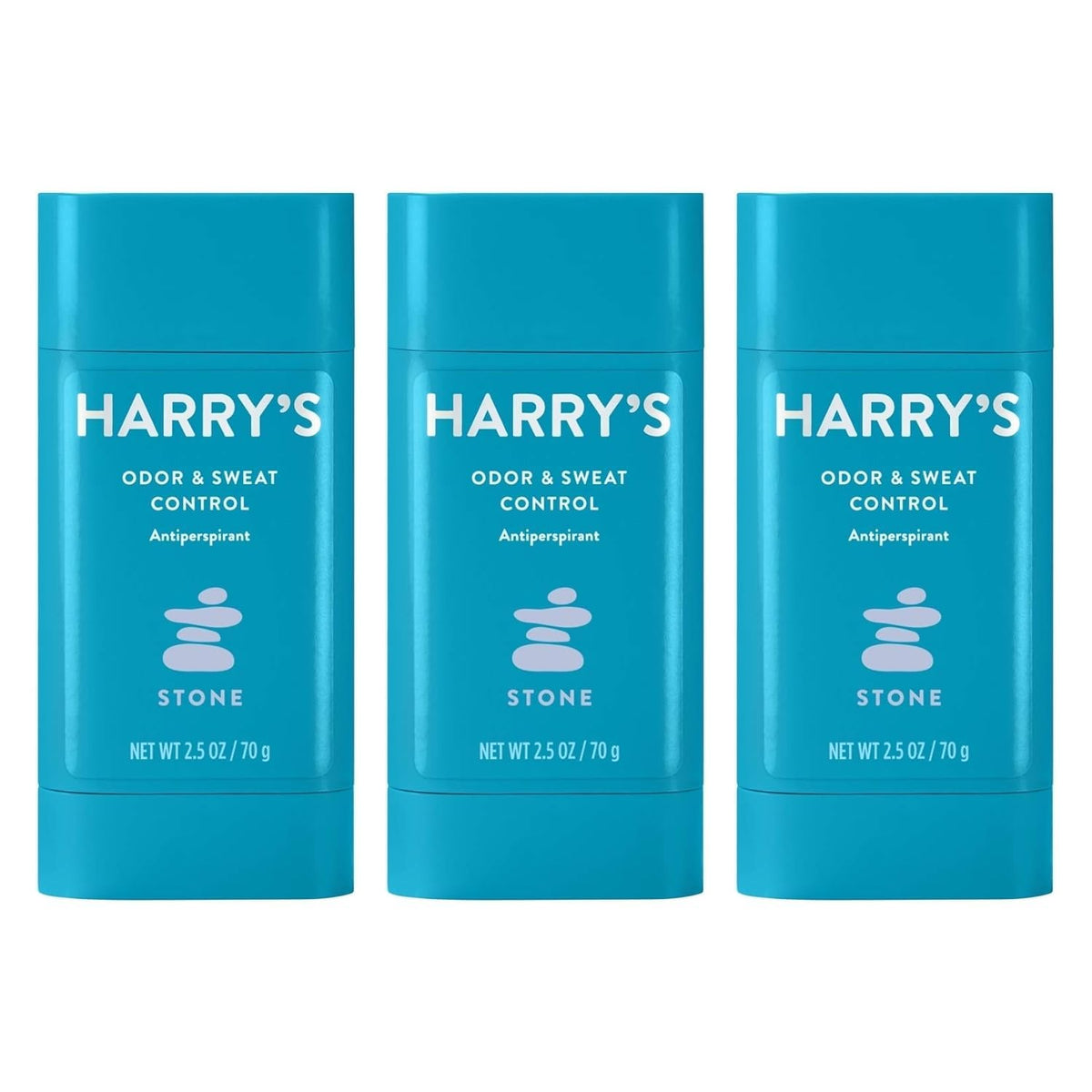 Harry's Stone deodorant stick application shows smooth glide for all-day comfort.