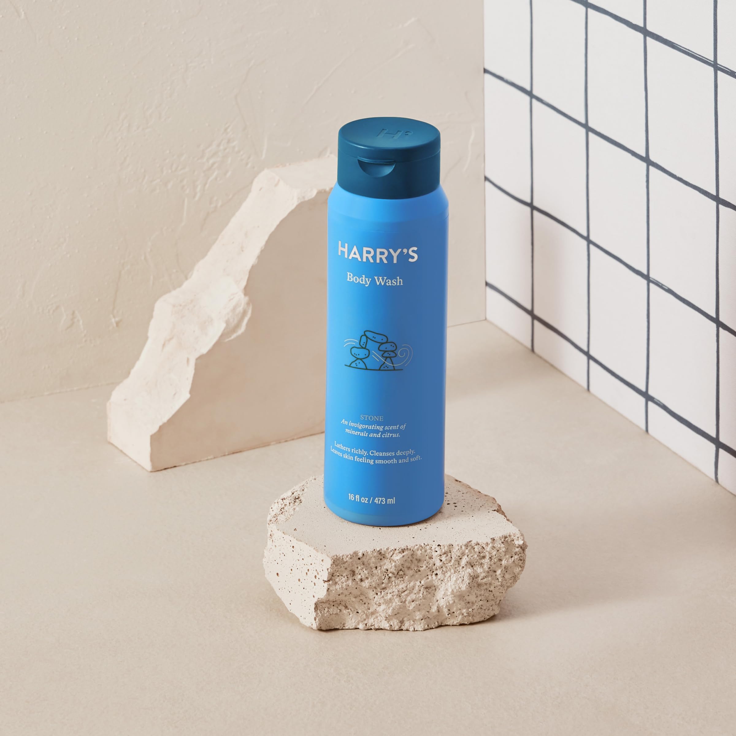 Harry's Stone scent notes of yuzu and bergamot during use.