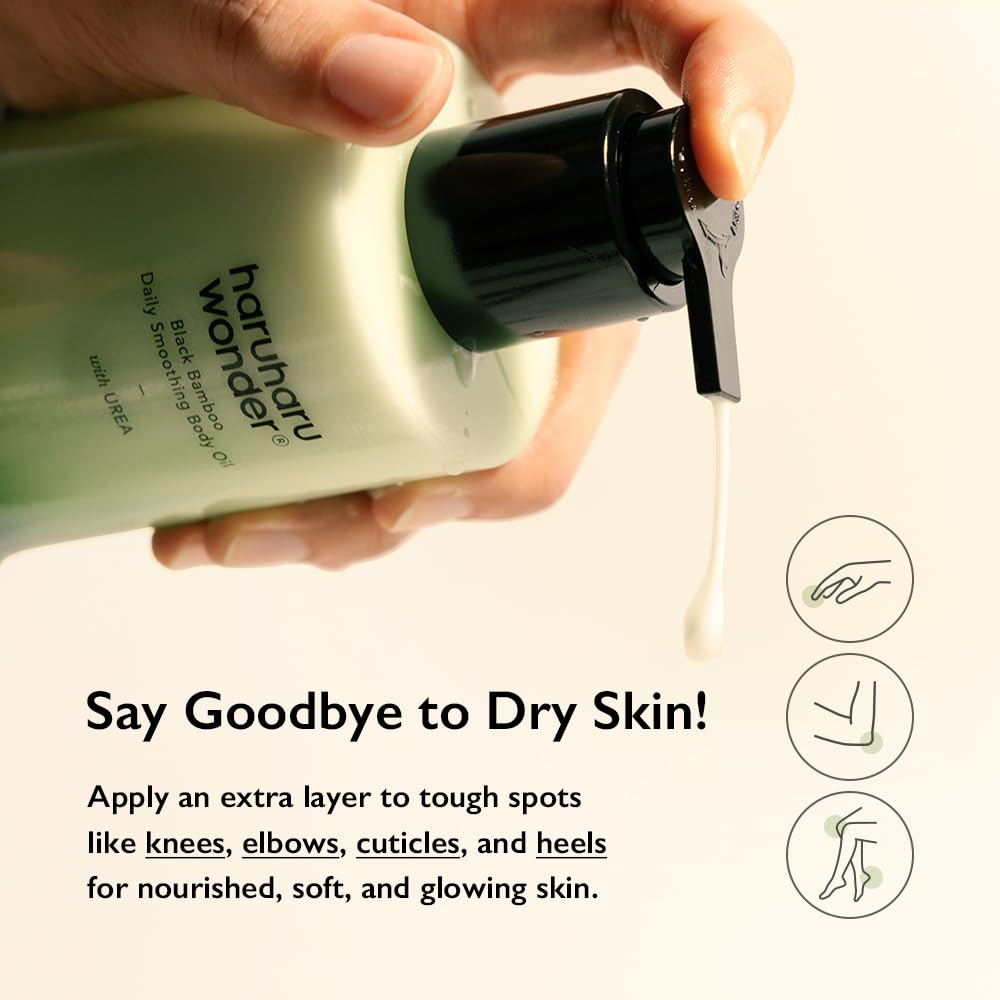 HARUHARU Wonder Black Bamboo Body Oil bamboo water base—deep hydration without residue.
