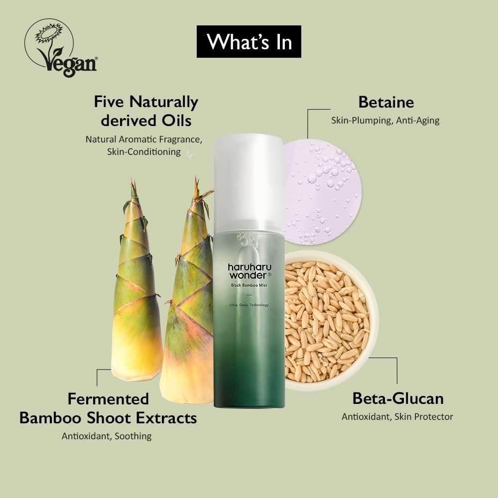 HARUHARU Wonder Black Bamboo Mist ready-to-use hydration in a lightweight spray