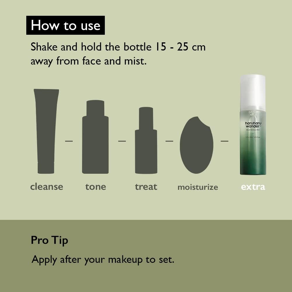 HARUHARU Wonder Black Bamboo Mist on bathroom shelf suggests a refreshing daily ritual