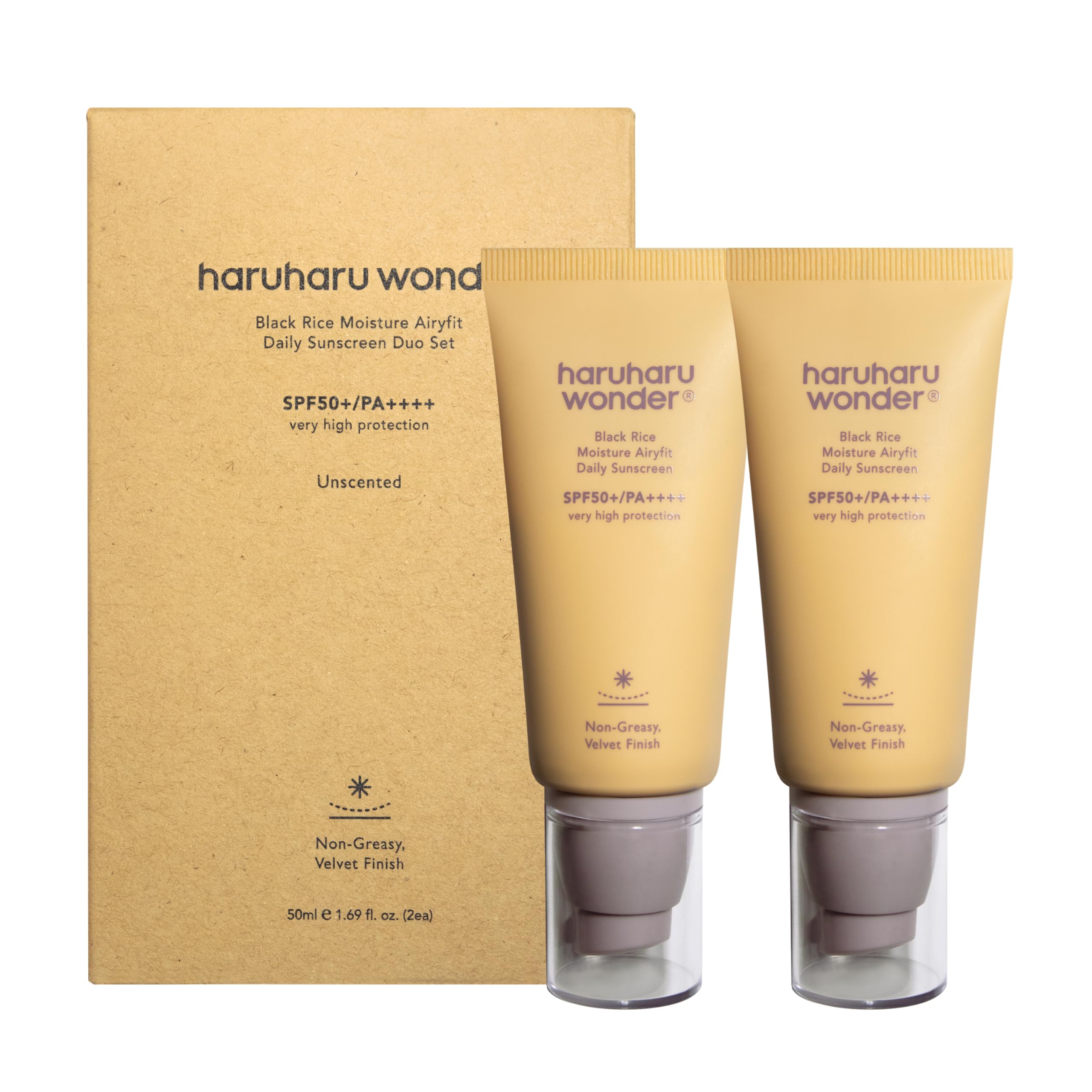 HARUHARU Wonder sunscreen bottle provides daily protection with lightweight feel.