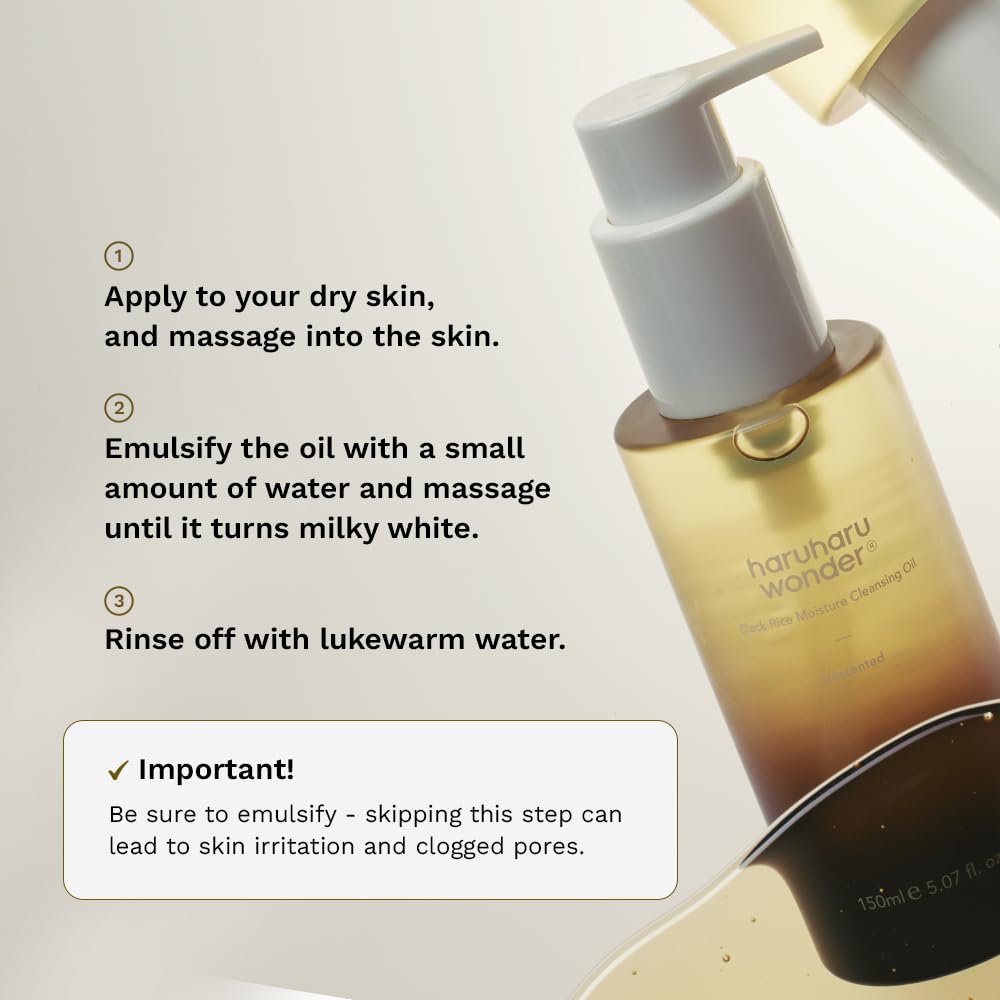 HARUHARU Wonder Black Rice Cleansing Oil routine-friendly addition and gift-ready packaging.