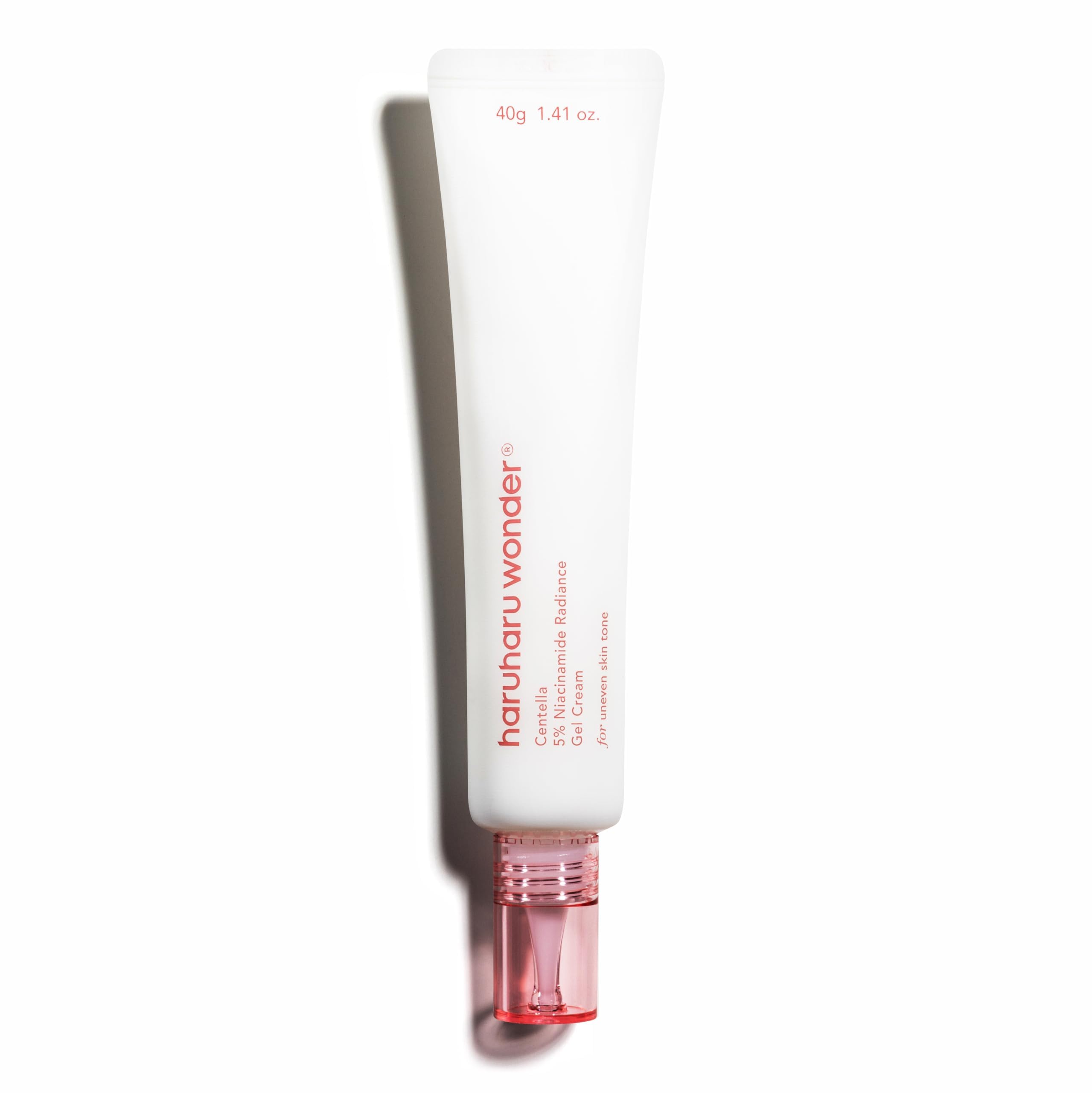 HARUHARU Wonder Centella Niacinamide Radiance Gel Cream tube closeup, hydrating glow.