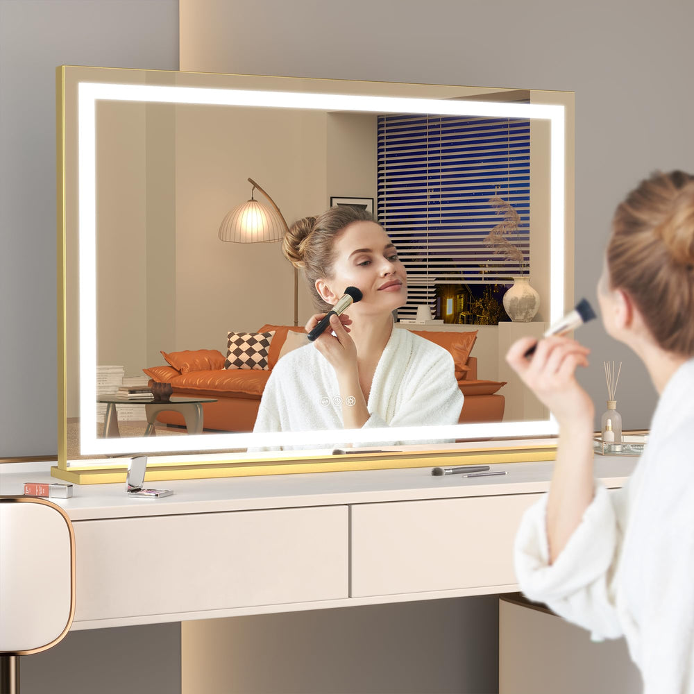 Hasipu vanity mirror with detachable base and two back holes for mounting
