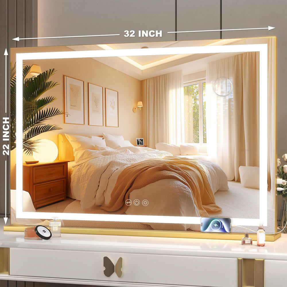 Hasipu makeup mirror dimmable 3 modes for warm, natural, or cool tone makeup
