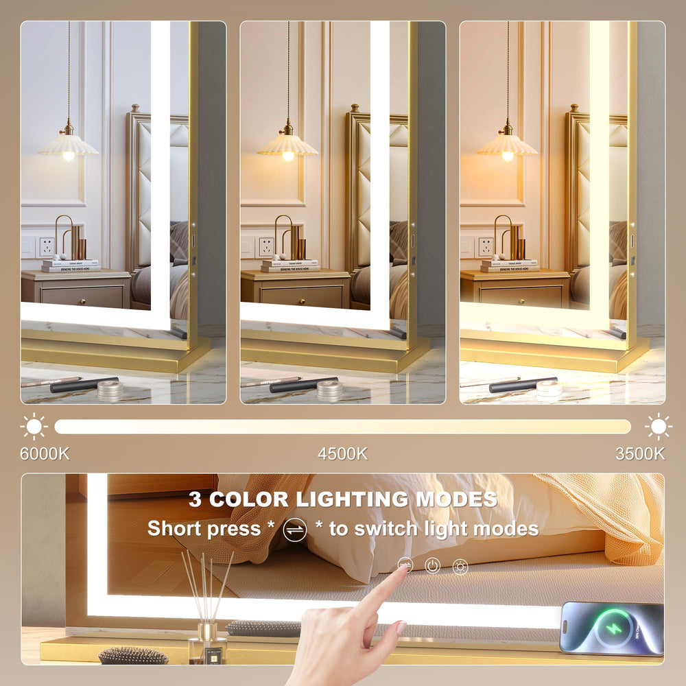 Hasipu vanity mirror touch control provides easy brightness and color adjustments